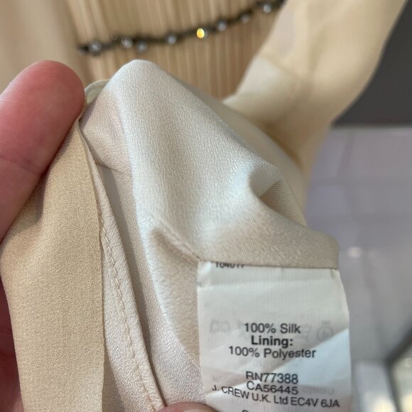 J. Crew Cream Silk Chiffon Pleated Top | 4 - Picture 3 of 4